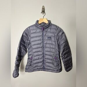 Patagonia Down Kids Sweater Jacket Puffer Coat Gray Purple Girls XXL